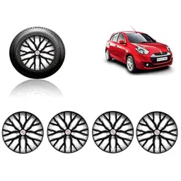 Auto Pearl 4 Pcs 14 inch ABS Black &a; Silver Press Type Fitting Car Wheel Cover Set for Renault Pulse-21