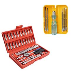 Hillgrove HGCM55M1 46 Pcs 1/4 inch Ratchet Socket Spanner Set with 5 in 1 Screwdriver Set &a; Accessories-8