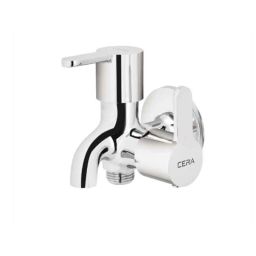 Cera Victor Brass Chrome Finish Two Way Bib Cock with Side Handle, Wall Flange &a; Aerator, F1015161-image-31
