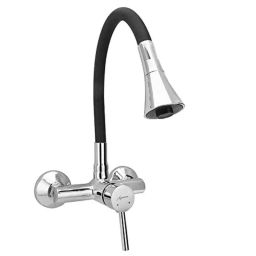 Aquieen Brass Black Chrome Wall Mounted Single Lever Sink Mixer with provision for Hot &a; Cold Water with Flexible Spout-picture-28