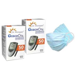 Dr. Morepen BG 03 Gluco One (100 Strips) with Free 50Pcs 3 Ply Face Mask-59