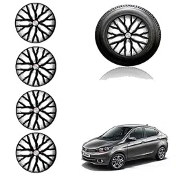 Auto Pearl 14 inch ABS Black &a; Silver Press Type Car Hub Cap Wheel Cover for Tigor A�XM/XT/XTA-11