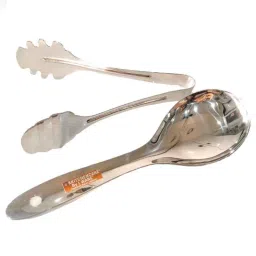 i WARE KkitchenCare 2 Pcs Stainless Steel Soup Server &a; Salad Tong Set-image-14