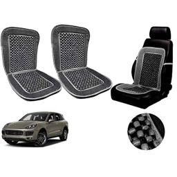 Auto Pearl PU, Velvet &a; Wooden Beads Grey Rectangular Seat Cushion for Porsche Cayenne (Pack of 2 )-image-22