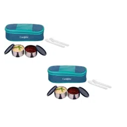 Carrolite 400ml Blue &a; Black Stainless Steel Lunchbox Buy 1 Get 1 Free, Comboblack_010 (Pack of 5)-image-93