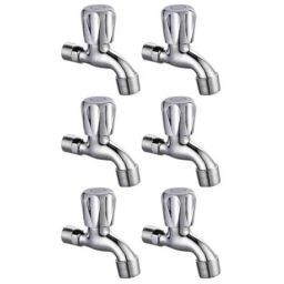 Drizzle ContiMini 6 Pcs Brass Chrome Finish Silver Bib Cock Set with Foam Flow, BIBCONTIMINI6-22
