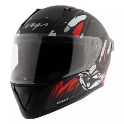 Vega Bolt Bunny ABS Dull Black &a; Red Full Face Helmet, Size: Medium-picture-15