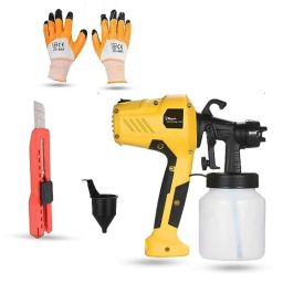 Hillgrove 400W 0.8 Litre Plastic DIY HVLP Paint Sprayer Gun with Gloves &a; Utility Knife, HGCM1346-18