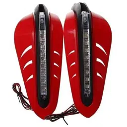 Meenu Arts Motorcycle Handguards with Led Light for 7/8 inch Grips - 300 * 140 * 110Mm (Red) for Tvs Gx-20