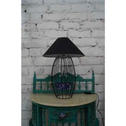 Tucasa Elegant Metal Wire Table Lamp with Black Polycotton Shade, TB-09-43