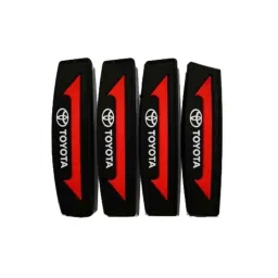 SureStrive 4 Pcs Rubber Black &a; Red Anti Scratch Door Protector Guard Set for Toyota Innova Crysta All Model-17