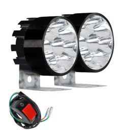 AllExtreme EX9FLS2 2 Pcs 9 LED 9W Black Body White Spot Beam Waterproof Round Fog Light Pod Set with Handlebar Switch-1