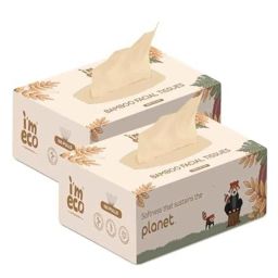 Im Eco 2 Ply 100 Pulls Beige Soft Bamboo Facial Tissue Paper Box (Pack of 2)-32