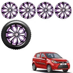 Auto Pearl 4 Pcs 12 inch Black Voilet ABS Press Type Hubcap Wheel Cover Set with Retention Ring for Maruti Suzuki Alto8002019-image-48