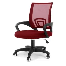 Furniturstation Leatherette Low Back Red Mesh Revolving Executive Chair-picture-15