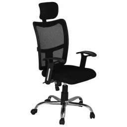 High Living Bravo HB Net &a; Cloth High Back Black Office Chair-image-30