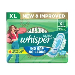 Whisper 30 Pcs White Cotton Disposable Ultra Clean Sanitary Pad Packet, Size: XL-picture-4
