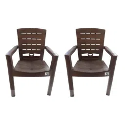 RW Rest Well Sultan 2 Pcs Brown Plastic Chair Set for Home, Office &a; Garden (Brown, Set of 2)-picture-0