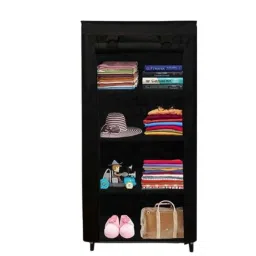 Philoshop 4 Shelves Metal Black Modular Shoe Rack with 100 GSM Non Woven Fabric-16