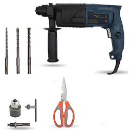 Hillgrove 750W Forward &a; Reverse Rotation Hammer Impact Drill Machine with 3 Bits, Drill Chuck, SDS Adapter &a; Scissior, HGCM1198-47