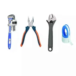 Hukums COMBO 4 Comb inchation Plier 8 inchPipe Wrench 12 inchAdjustable Wrench 10 inch CRV Multicolor Tool Kit-picture-37