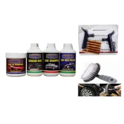 Indopower Ff943 Dashboard Shiner, Car 5X Rubbing Polish, Car Wax Polish, Car Shampoo, Tubeless Smart Panchar Kit, All Tyre Cleaning Brush Kit, AHh945-picture-33