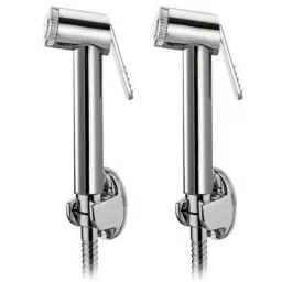 Drizzle Sleek 2 Pcs Plastic Chrome Finish Silver Health Faucet Set with 1m Flexible Tube &a; Wall Hook, AJAQSLEEKSET2-picture-37