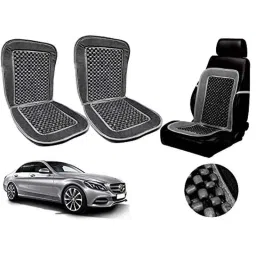 Auto Pearl PU, Velvet &a; Wooden Beads Grey Rectangular Seat Cushion for Mercedes C200 (Pack of 2 )-image-62