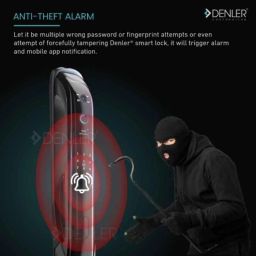 Denler DL02 Black Smart Digital Door Lock with Face ID, LCD Display, Camera, Wi-Fi Unlock from Remote Location Using App, Fingerprint, RFID Card &a; PIN image 5