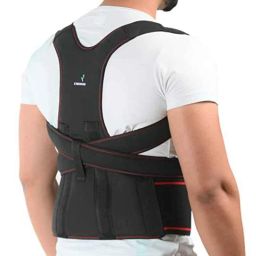 K Squarians Neoprene Black Shoulder Support Belt for Upper Back Pain Relief, 101, Size: S-12