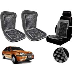Auto Pearl PU, Velvet &a; Wooden Beads Grey Rectangular Seat Cushion for Ford Ikon (Pack of 2 )-image-28