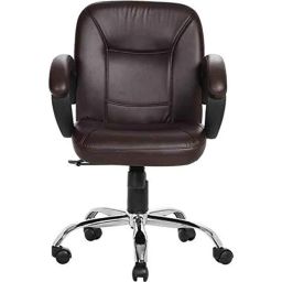 KDF Mart Upholstery Fabric Brown Medium Back Adjustable Executive Swivel Chair with Back Support, MIS161-16