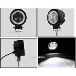 AOW 3 Inch Round White Single Fog Light with Blue Halo Angel Eye Ring For KTM Duke 690 (Metal Body) 20w-38
