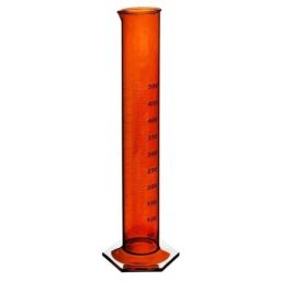 ABGIL 250ml Amber Borosilicate Glass Hexagonal Base Cylinder Graduated Single Metric Scale with Pour Out, ABG1202-5