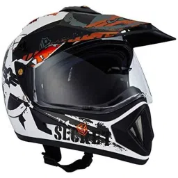 Vega Off Road D/V Secret ABS Dull White &a; Black Motocross Helmet, Size: (L, 600 mm)-picture-4
