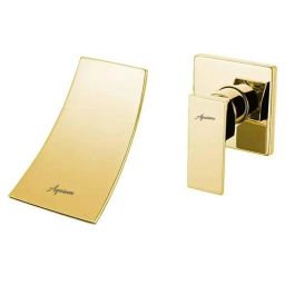 Aquieen Brass Chrome Finish Gold Hot &a; Cold Waterfall Basin Tap-image-15