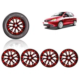 Auto Pearl 4 Pcs 14 inch ABS Black &a; Red Press Type Fitting Car Wheel Cover Set for Tata Indigo-image-19