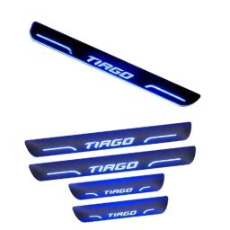 Car Accessories Hub 4 Pcs Acrylic Black Sill Scuff Plate Set with Blue LED for Tata Tiago All Model-image-51