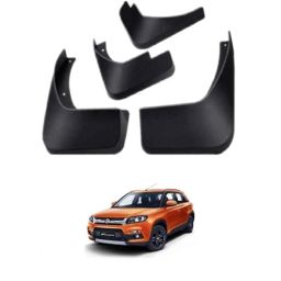SureStrive 4 Pcs PVC Cup Type Front &a; Rear Mud Flap Set for Maruti Suzuki Breza Old Model-96