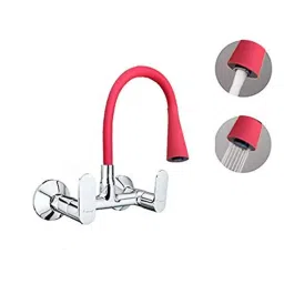 Aquieen Brass Red Wall Mounted Kitchen Sink Shower Mixer with Flexible Spout-image-38