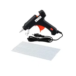 Hillgrove Electric Mini 20W Black Small Hot Gum Glue Gun With 10 Pcs Hot Melt Glue Stick Set-10
