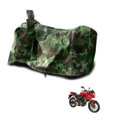 Kozdiko Polyester Jungle Print Waterproof Bike Body Cover with Mirror Pockets &a; Buckle Belt for Bajaj Pulsar AS 220-picture-23