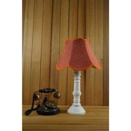 Tucasa Mango Wood White Table Lamp with 12 inch Jute Orange Shade, WL-129-18