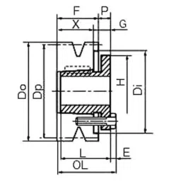 Mitsuboshi Maxstar 80mm 3V Belt 3 Groove Wedge Pulley, 80-3V-3-H-picture-1