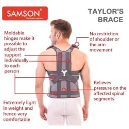 Samson LS-0408 Special Grey Taylor Brace with Hook &a; Loop Colsure, Size Range: 44-52 inch image 2
