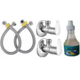 Senkiddpro 5 Pcs Stainless Steel Chrome Wall Mounted Finish Angle Cock Set with Connection Pipe &a; Shiner-image-67