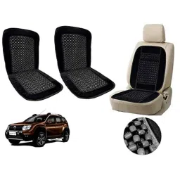 Auto Pearl PU, Velvet &a; Wooden Beads Black Rectangular Seat Cushion for Renault Duster 2016 (Pack of 2 )-image-87