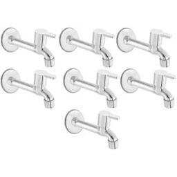 Senkiddpro Marc Steel Chrome Finish Wall Mounted Long Body Tap with Wall Flange (Pack of 7)-40
