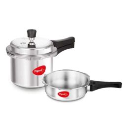 Pigeon 2L &a; 3L Aluminium Silver Induction Base Pressure Cooker Mini Combo Set with Common Lid by Stovekraft, 12610-picture-12