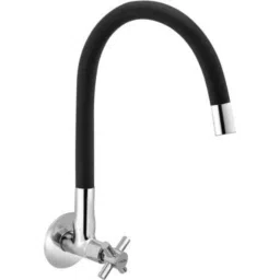 Gold Bell Corsa Brass Black &a; Silver Wall Mounted Kitchen Sink Tap with Flexible Spout-4